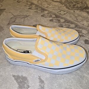 Vans Kids Yellow Checkered Slip-On Shoes